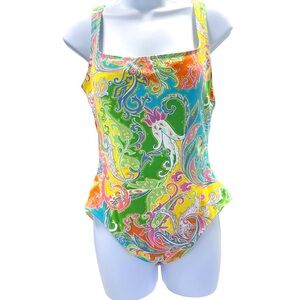 Lauren Ralph Lauren  Colorful Paisley One Piece Swimsuit  Size 14